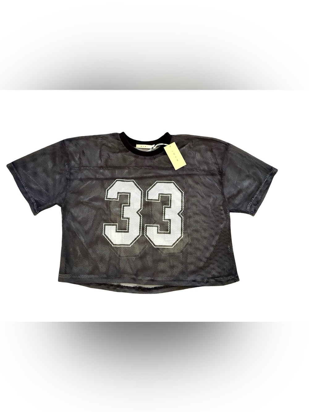 MNML #33 Mesh Football Jersey Boxy Cropped Black White Men’s Medium NWT